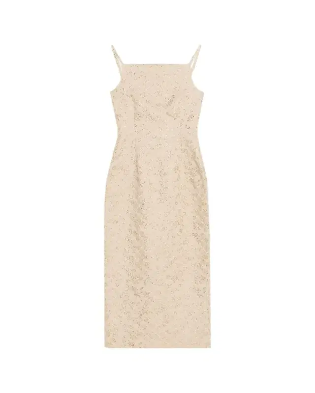 Prabal Gurung Metallic Floral Jacquard Square-Neck Sleeveless Midi Dress