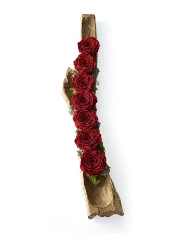 T & C Floral Company Preserved Roses in Wood Log | Thumbnail 2