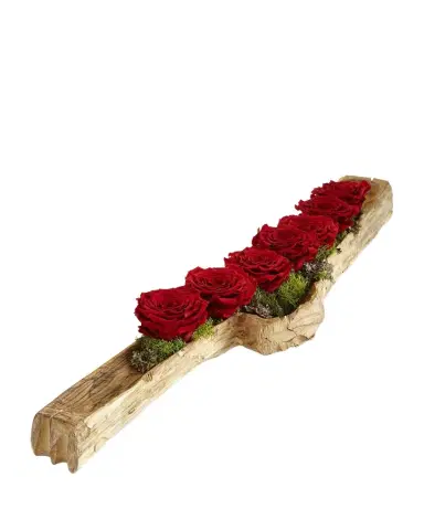 T & C Floral Company Preserved Roses in Wood Log | Thumbnail 1