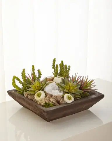 T & C Floral Company Silk Succulents and Quartz Arrangement | Thumbnail 1
