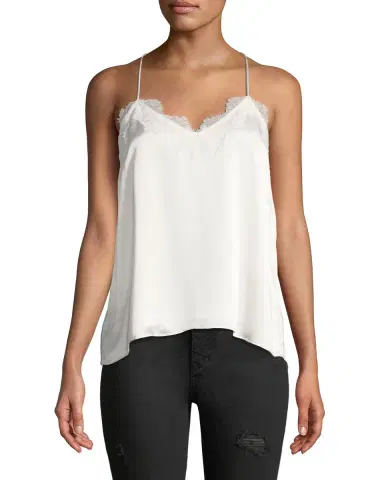 Cami NYC The Racer Silk Charmeuse Camisole w/ Lace | Thumbnail 1