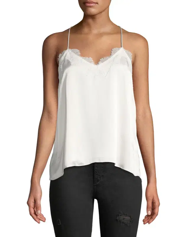 Cami NYC The Racer Silk Charmeuse Camisole w/ Lace