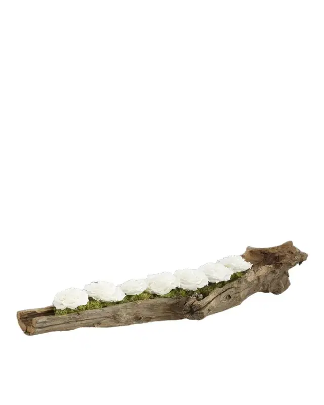 T & C Floral Company Preserved Roses in Wood Log