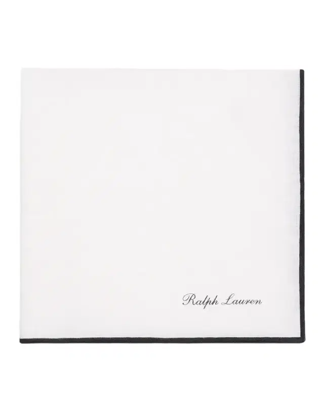 Men 's Linen Contrast-Trim Logo Pocket Square