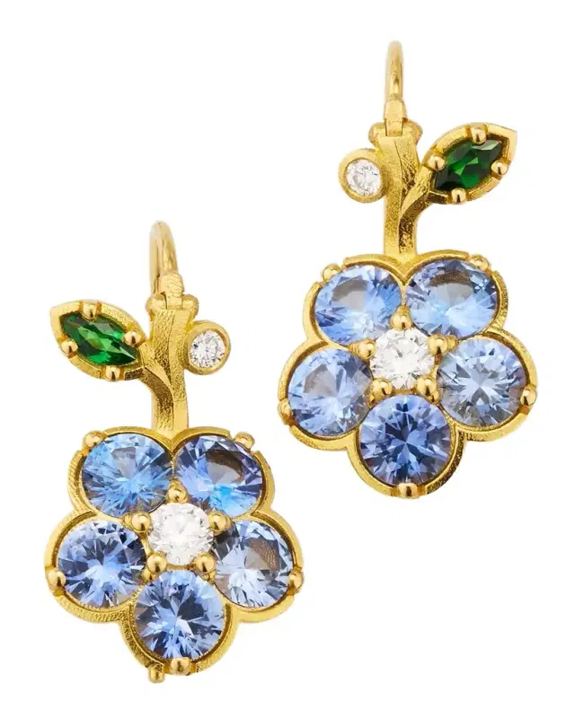 Wild Child Sapphire and Diamond Drop Earrings, Blue