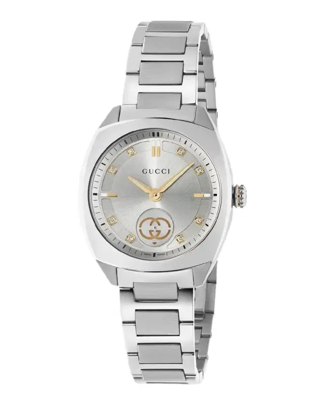 Gucci Interlocking Small Silver 8-Diamond Steel Bracelet Watch