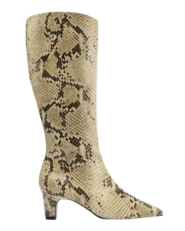 Schutz Dellia Snake-Embossed Kitten Ankle Boots