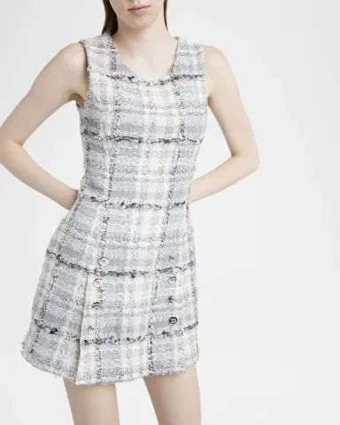 Dolce & Gabbana Rachel Button-Front Check Eyelash Tweed Mini Dress | Thumbnail 4 Dolce & Gabbana Rachel Button-Front Check Eyelash Tweed Mini Dress | Thumbnail 4