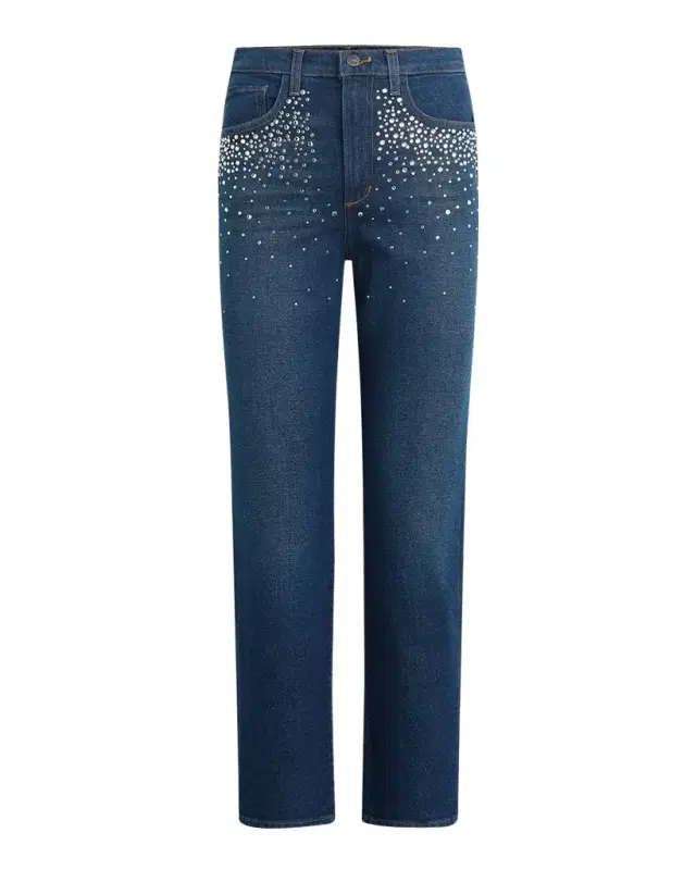The Margot Slim Straight Crystal-Embellished Jeans