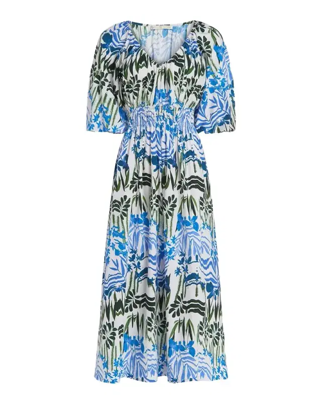 Ava Pleated Off-Shoulder Cotton Midi Dress