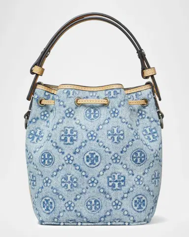 Tory Burch Mini T Monogram Denim Bucket Bag | Thumbnail 2
