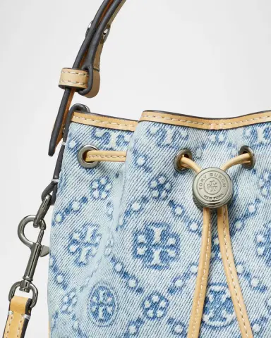 Tory Burch Mini T Monogram Denim Bucket Bag | Thumbnail 4