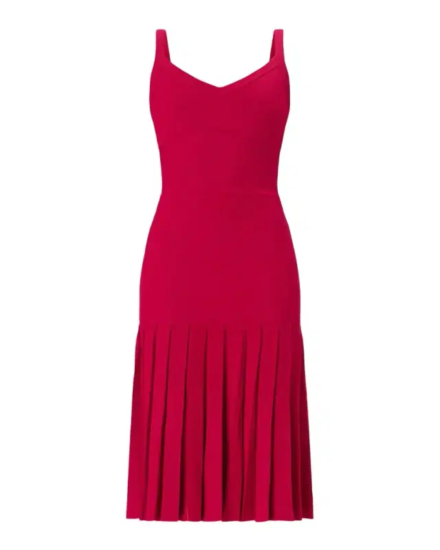 Herve Leger The Rosa Pleated Knit Midi Dress