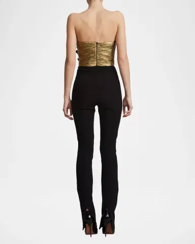 BCBGMAXAZRIA Metallic Lamé Flower Strapless Jumpsuit | Thumbnail 3 BCBGMAXAZRIA Metallic Lamé Flower Strapless Jumpsuit | Thumbnail 3