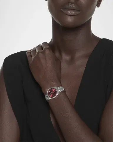 Gucci 29mm G Timeless Bracelet Watch with Diamonds, Red and Steel | Thumbnail 2 Gucci 29mm G Timeless Bracelet Watch with Diamonds, Red and Steel | Thumbnail 2