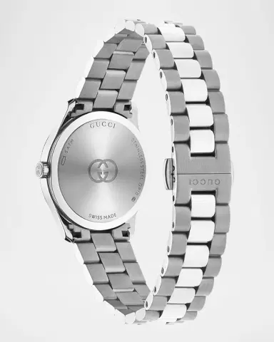 Gucci 29mm G Timeless Bracelet Watch with Diamonds, Red and Steel | Thumbnail 3