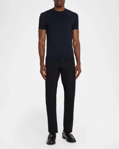 Givenchy Men's Mesh Logo Knit Short-Sleeve Crewneck Sweater | Thumbnail 2 Givenchy Men's Mesh Logo Knit Short-Sleeve Crewneck Sweater | Thumbnail 2