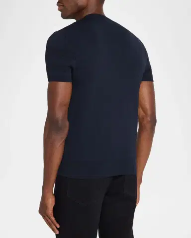 Givenchy Men's Mesh Logo Knit Short-Sleeve Crewneck Sweater | Thumbnail 3 Givenchy Men's Mesh Logo Knit Short-Sleeve Crewneck Sweater | Thumbnail 3
