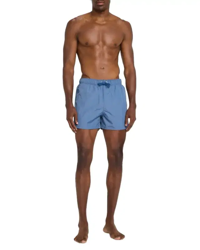 Men 's Short-Length Solid Nylon Swim Trunks