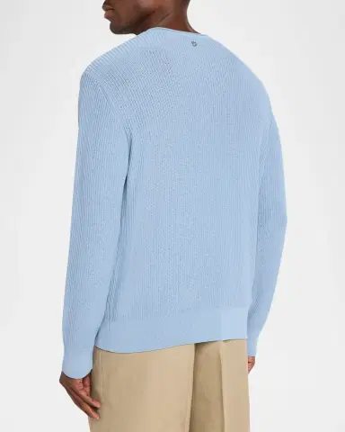 Ferragamo Men's Viscose and Cotton Rib Round-Neck Sweater | Thumbnail 3 Ferragamo Men's Viscose and Cotton Rib Round-Neck Sweater | Thumbnail 3