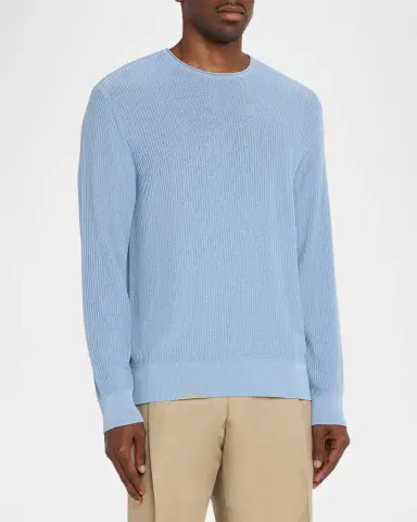 Ferragamo Men's Viscose and Cotton Rib Round-Neck Sweater | Thumbnail 4 Ferragamo Men's Viscose and Cotton Rib Round-Neck Sweater | Thumbnail 4