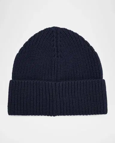 Moncler Men's Cotton Rib Logo-Patch Beanie Hat | Thumbnail 2 Moncler Men's Cotton Rib Logo-Patch Beanie Hat | Thumbnail 2