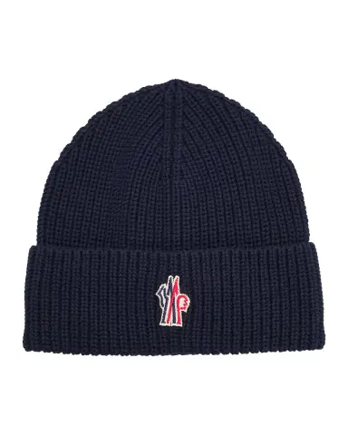 Moncler Men's Cotton Rib Logo-Patch Beanie Hat | Thumbnail 3 Moncler Men's Cotton Rib Logo-Patch Beanie Hat | Thumbnail 3