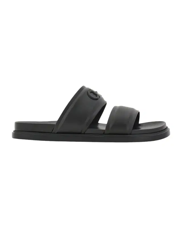 Ferragamo Men 's Saint Bartheva Padded Leather Double-Strap Slide Sandals