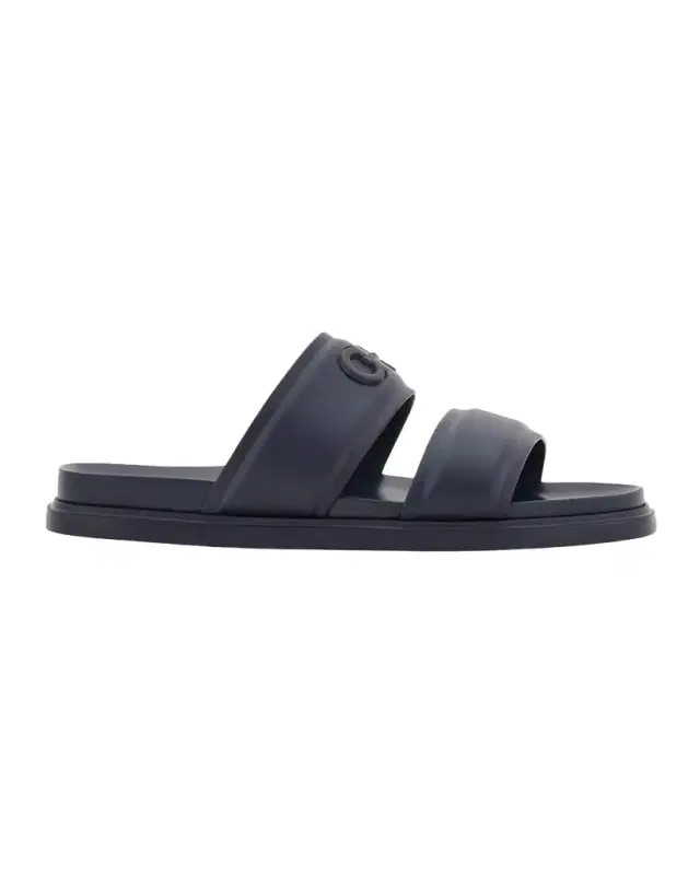Ferragamo Men 's Saint Bartheva Padded Leather Double-Strap Slide Sandals