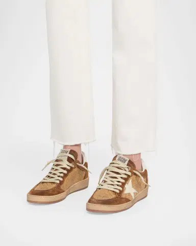 Golden Goose Ball Star Raffia and Suede Low-Top Sneakers | Thumbnail 2 Golden Goose Ball Star Raffia and Suede Low-Top Sneakers | Thumbnail 2