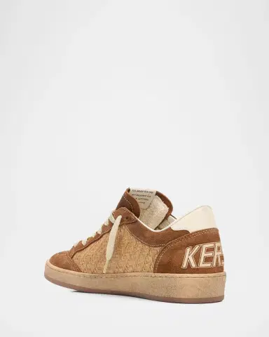 Golden Goose Ball Star Raffia and Suede Low-Top Sneakers | Thumbnail 4 Golden Goose Ball Star Raffia and Suede Low-Top Sneakers | Thumbnail 4