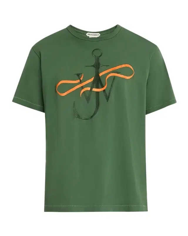 Men 's Ribbon Embroidered-Anchor Cotton T-Shirt