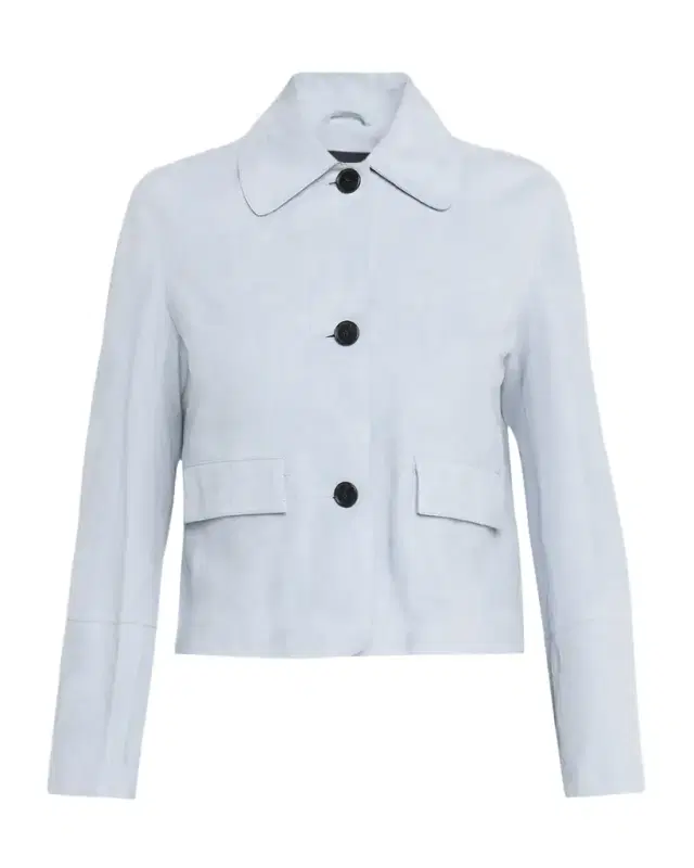 Button-Front Lambskin Suede Jacket