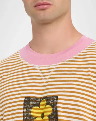 Marni Men's Floral Sketch Layered Stripe T-Shirt | Thumbnail 5 Marni Men's Floral Sketch Layered Stripe T-Shirt | Thumbnail 5