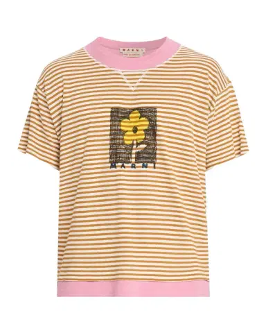 Marni Men's Floral Sketch Layered Stripe T-Shirt | Thumbnail 1 Marni Men's Floral Sketch Layered Stripe T-Shirt | Thumbnail 1