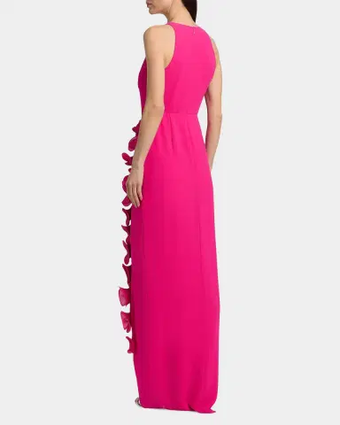 BADGLEY MISCHKA Ruffle-Trim Georgette Column Gown | Thumbnail 2 BADGLEY MISCHKA Ruffle-Trim Georgette Column Gown | Thumbnail 2
