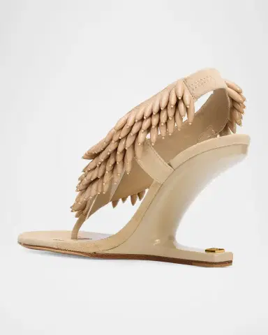 Balmain 95mm No Wedge Beaded Suede Thong Sandals | Thumbnail 4 Balmain 95mm No Wedge Beaded Suede Thong Sandals | Thumbnail 4