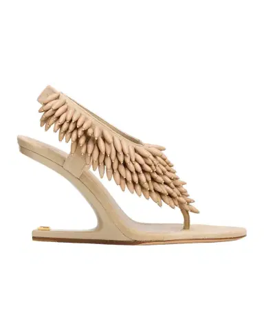 Balmain 95mm No Wedge Beaded Suede Thong Sandals | Thumbnail 1 Balmain 95mm No Wedge Beaded Suede Thong Sandals | Thumbnail 1