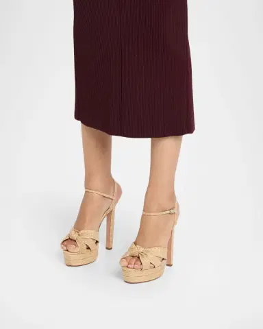 Aquazzura 130mm Nina Raffia Knot Platform Sandals | Thumbnail 2