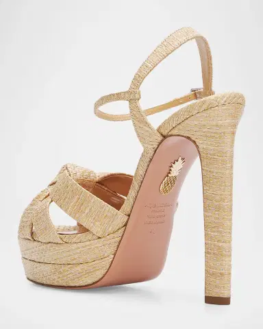 Aquazzura 130mm Nina Raffia Knot Platform Sandals | Thumbnail 4