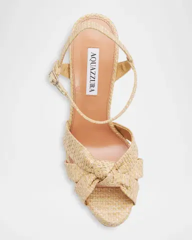 Aquazzura 130mm Nina Raffia Knot Platform Sandals | Thumbnail 6