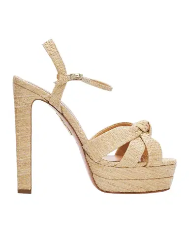 Aquazzura 130mm Nina Raffia Knot Platform Sandals | Thumbnail 1