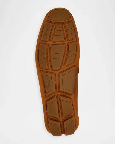 Ferragamo Men's Gancio Woven-Loop Nubuck Driving Loafers | Thumbnail 5