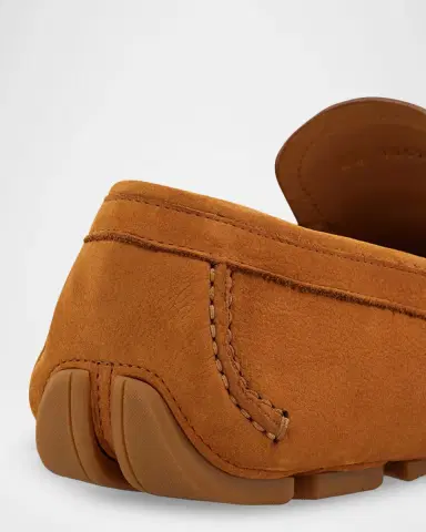 Ferragamo Men's Gancio Woven-Loop Nubuck Driving Loafers | Thumbnail 6