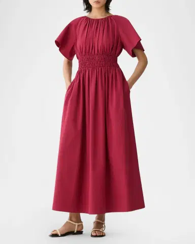 Lafayette 148 New York Shirred Cotton Poplin Midi Dress | Thumbnail 2 Lafayette 148 New York Shirred Cotton Poplin Midi Dress | Thumbnail 2