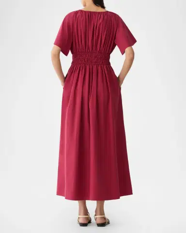 Lafayette 148 New York Shirred Cotton Poplin Midi Dress | Thumbnail 3 Lafayette 148 New York Shirred Cotton Poplin Midi Dress | Thumbnail 3