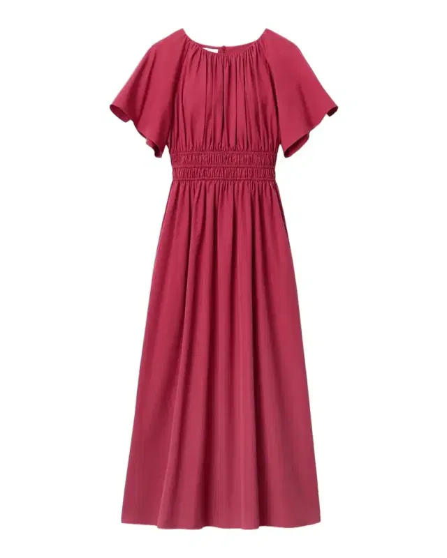 Lafayette 148 New York Shirred Cotton Poplin Midi Dress