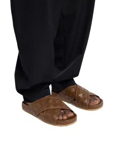 Bottega Veneta Men's Tarik Intrecciato Leather Crisscross Sandals | Thumbnail 1 Bottega Veneta Men's Tarik Intrecciato Leather Crisscross Sandals | Thumbnail 1