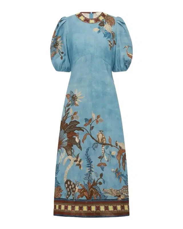 ALÉMAIS Georgie Linen Midi Dress