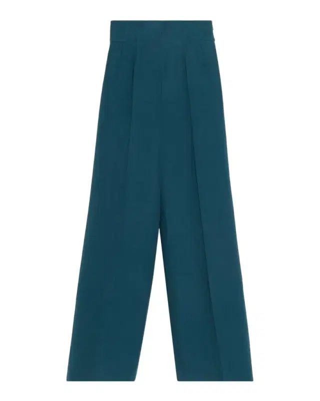 Linen-Wool Wide-Leg Trousers